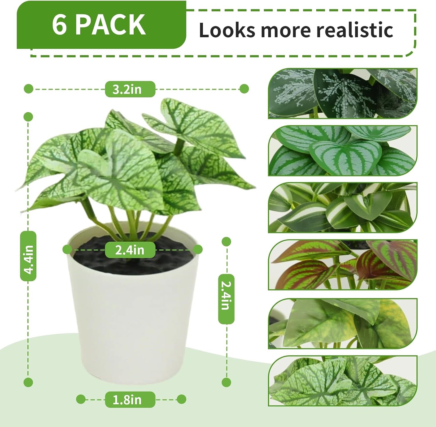 6 Pack Fake Plants for Room Decor,Mini Artificial Potted Plants for Home Office