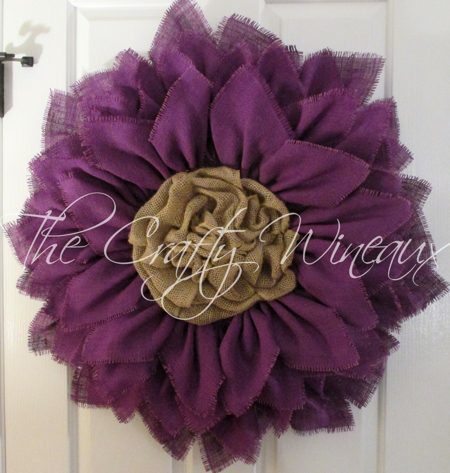 The Crafty Wineaux – Extra Large 30″ Purple Burlap Sunflower Wreath