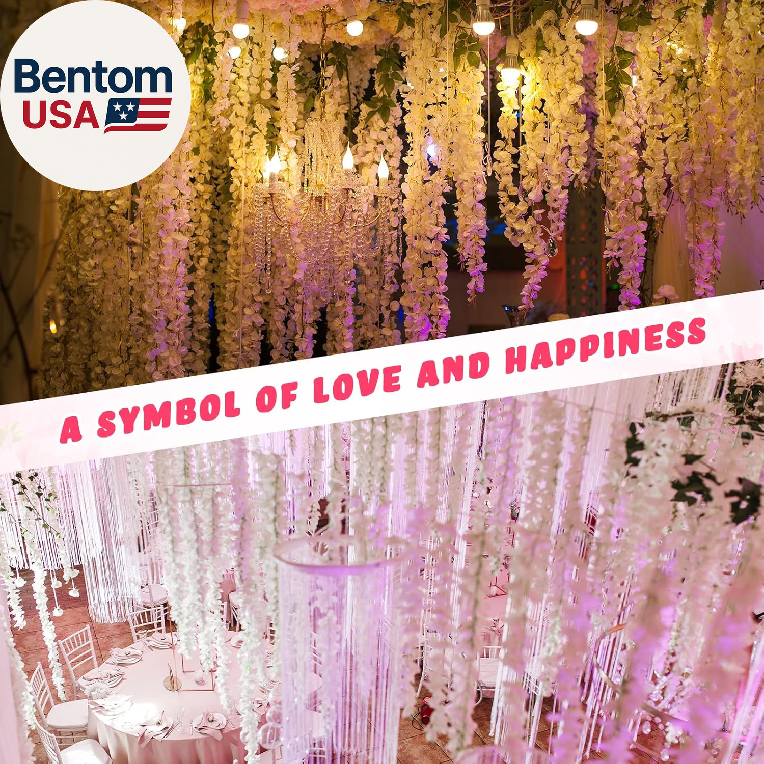 6.5 Feet Wisteria Flower Garlands Faux Vine Flower Backdrop for Wall Arch Garden