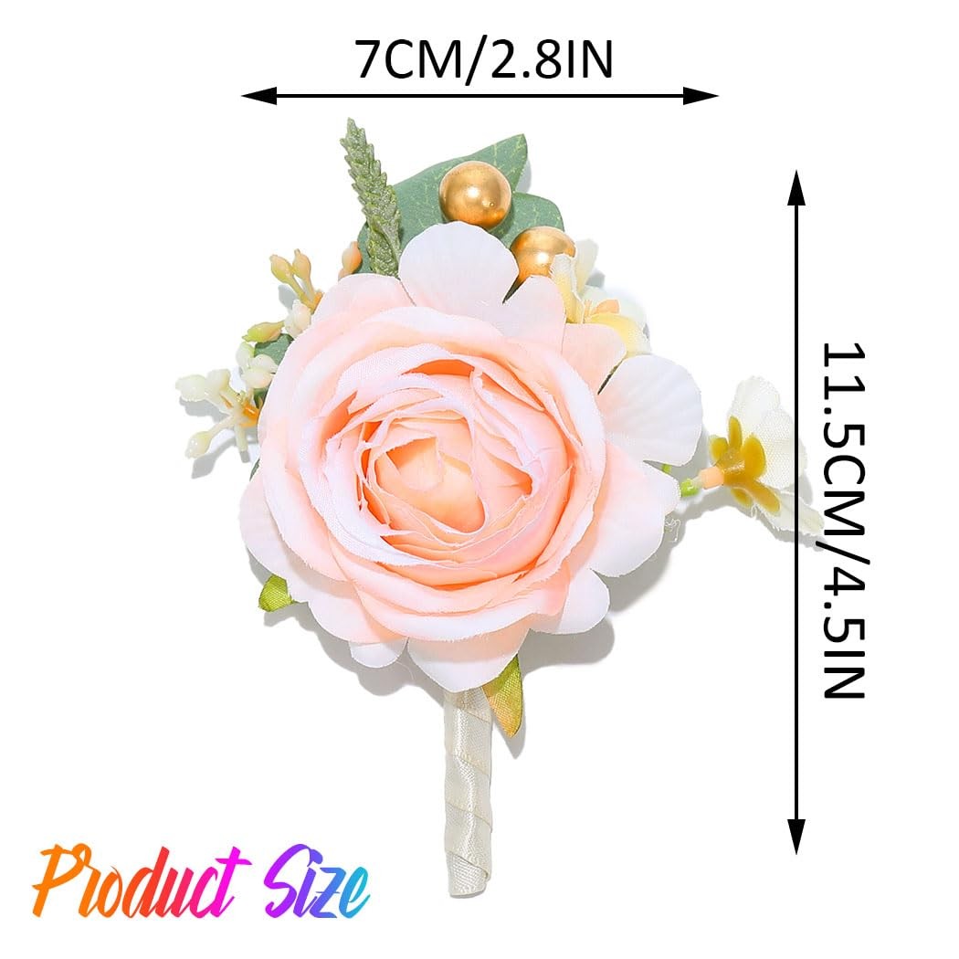 Pink Rose Boutonniere Groom Groomsman Wedding Flower Prom Suit Decoration