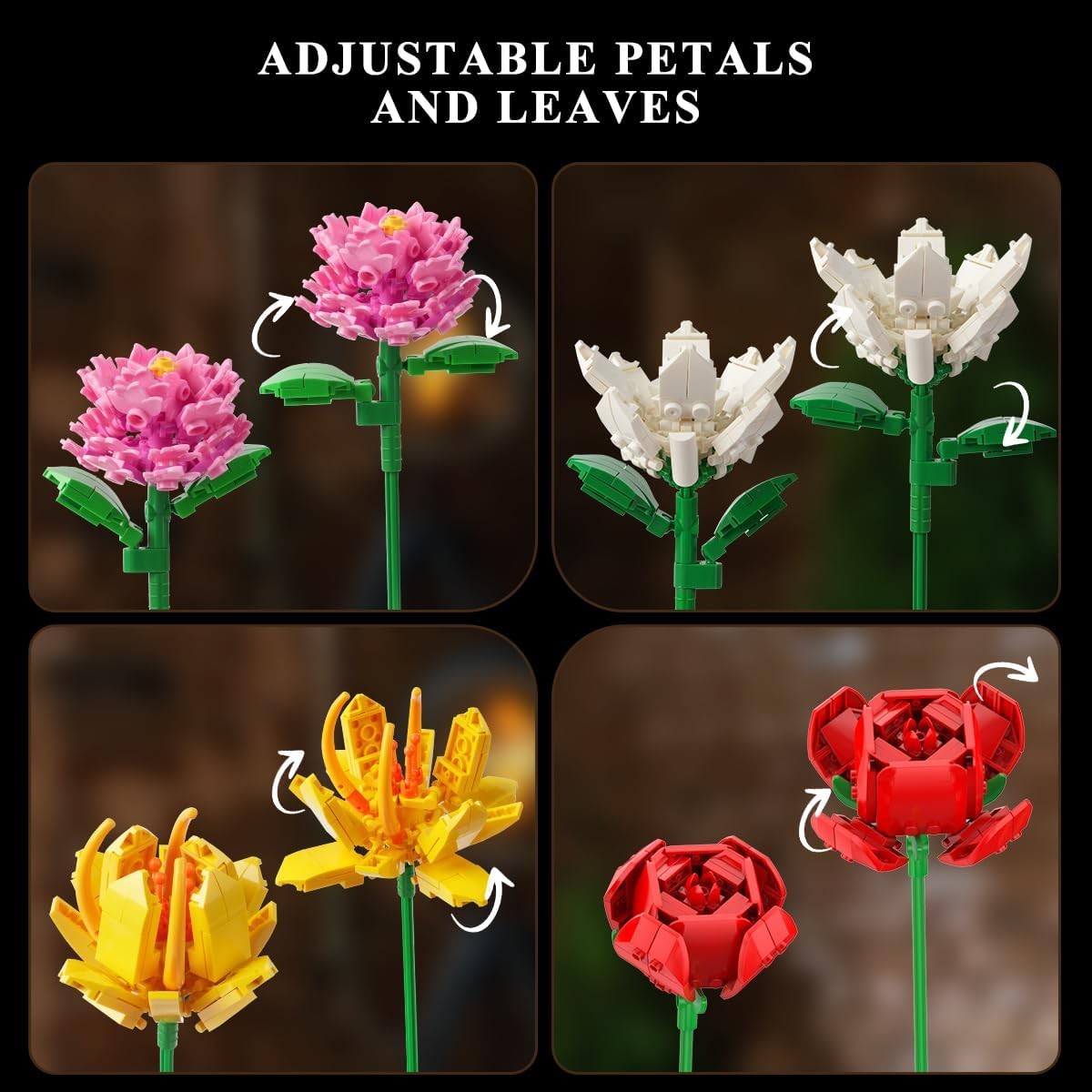 Flower Bouquet Building Set, Valentines Day Botanical Collection Building Block