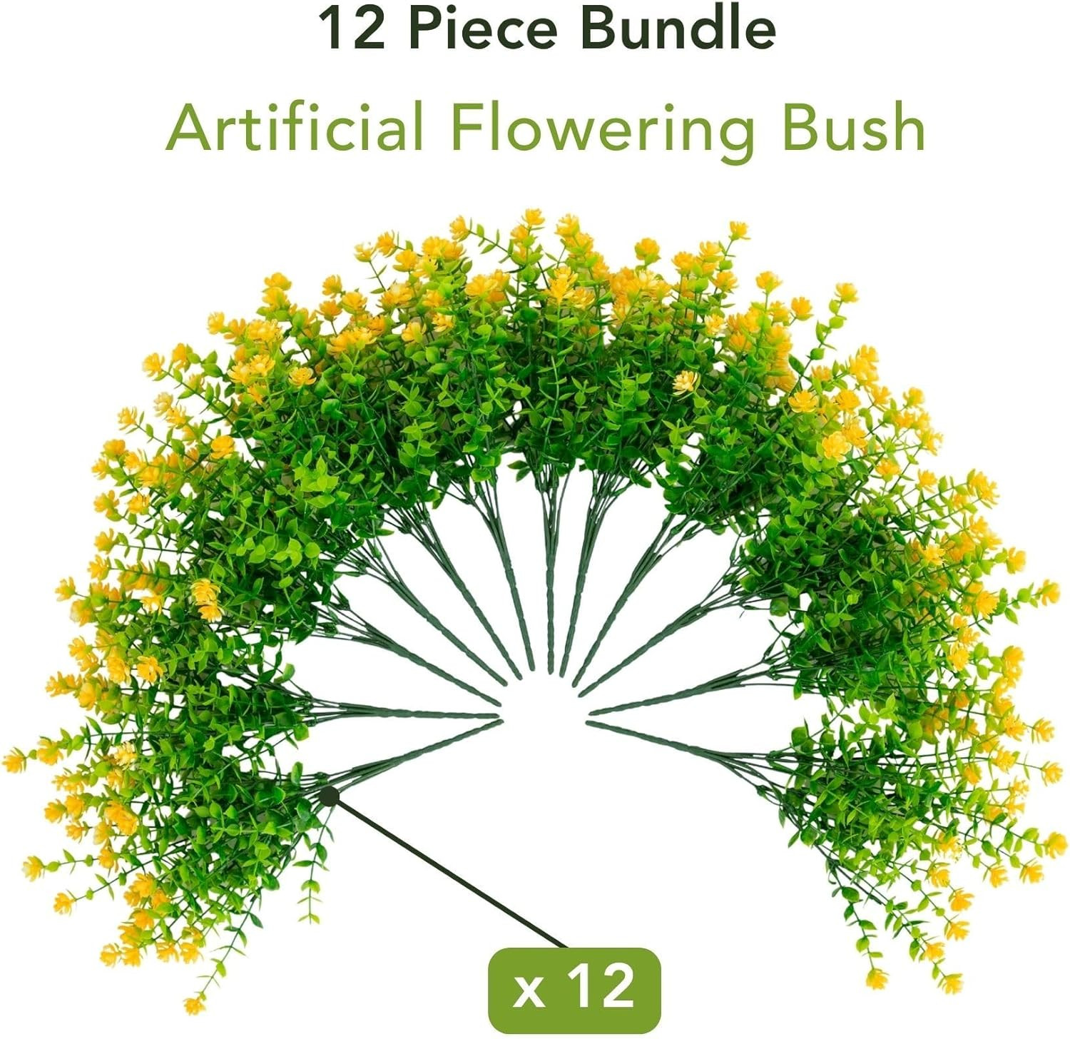 13In. UV Resistant Artificial Flowering Mini Rose Bush (Indoor/Outdoor) – Set of