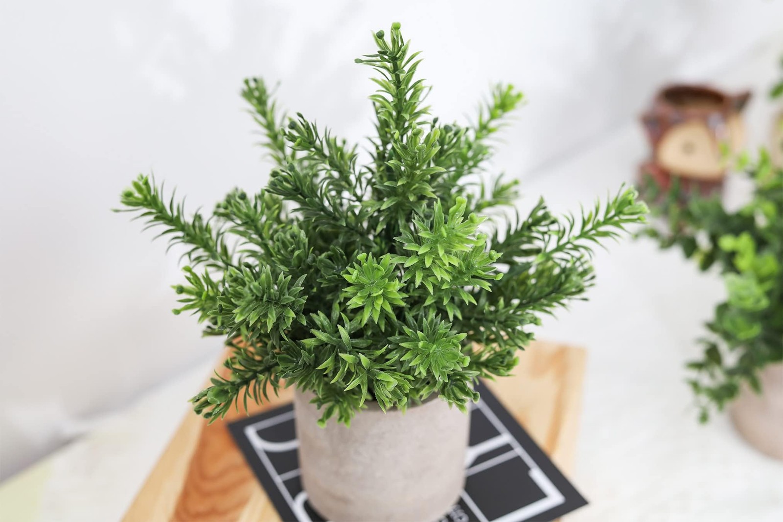 Der Rose 3 Pack Mini Potted Fake Plants Artificial Plastic Eucalyptus Plants