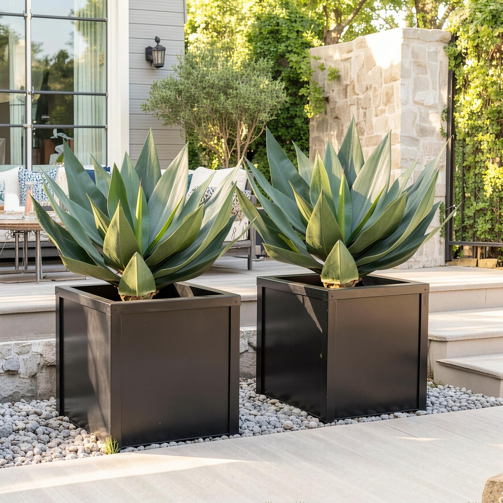 Best Artificial Agave Plants Outdoor,28″ UV Resistant Fake Silk with 23 Lifelike