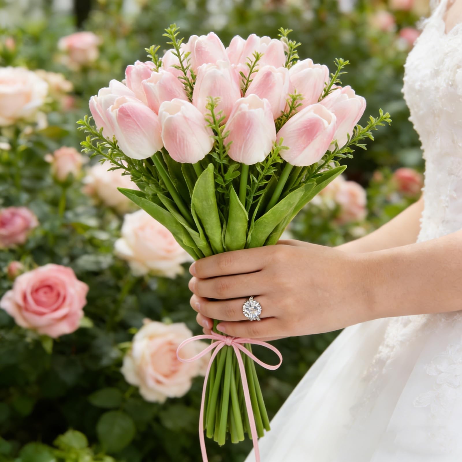 Artificial Tulips Bridal Wedding Festival Decor Bouquet Real Touch PU Flower …