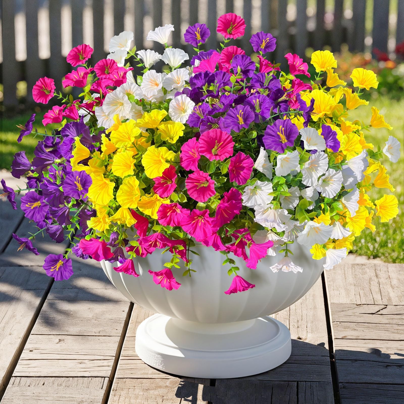 18 Bundles Artificial Faux Flowers Plants for Outdoors Decor-4 Colors