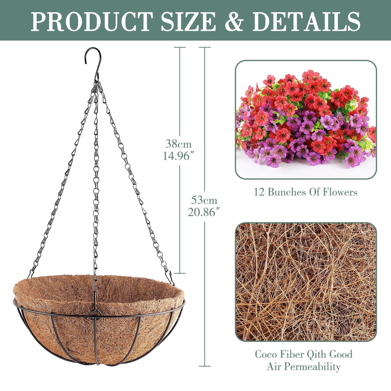2 Set Artificial Flowers Hanging Plants in Basket,Artificial Hanging Flowers …