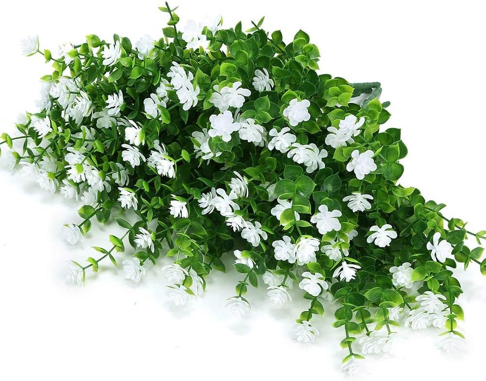 Artificial Flowers Fake Outdoor UV Resistant Boxwood Plants Shrubs 4 Pack,