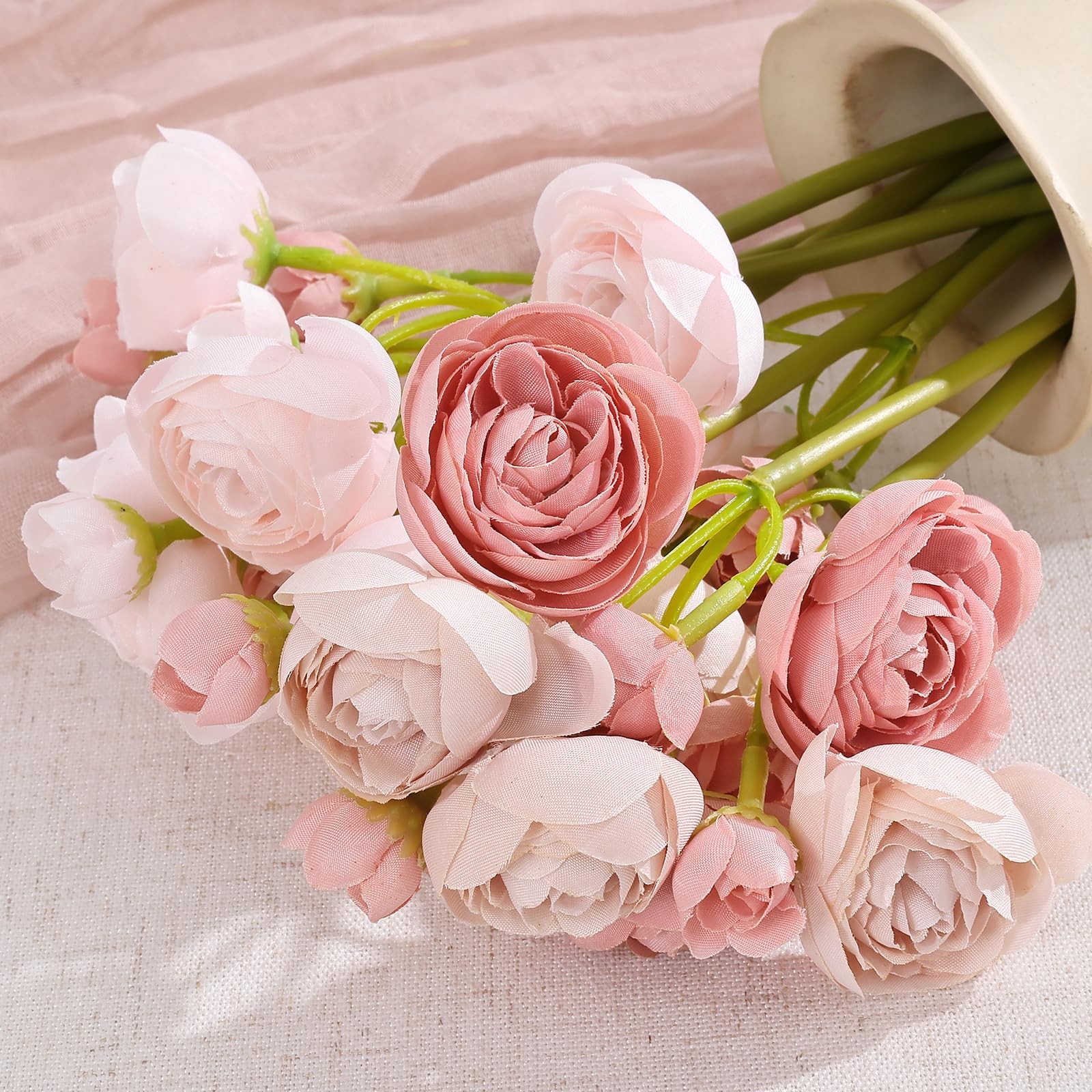 Ranunculus Artificial Flower, 20 Pcs Mini Ranunculus Bulk Flowers for DIY Bou…