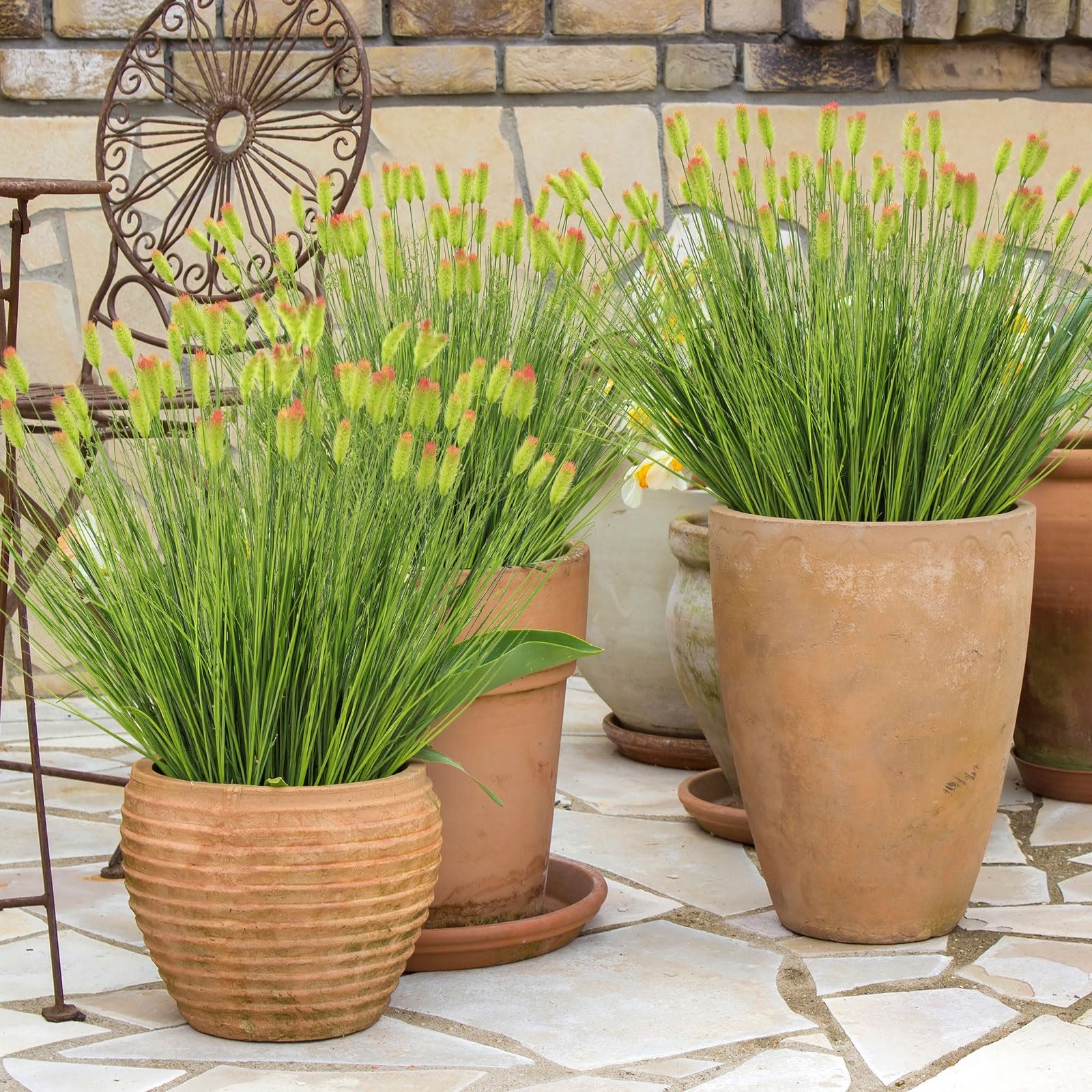 Giegxin 12 Pcs 16.5 Inches Artificial Wheatgrass Cattails Grass for Outdoor D…
