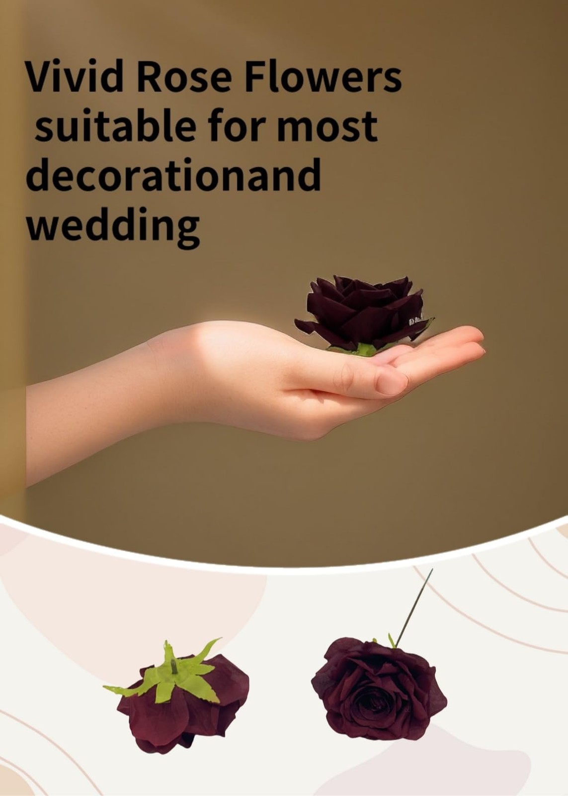 36 PCS 3.8 Inch Wine Red Rose Artificial Flowers Fake Silk Heads For Craft DIY