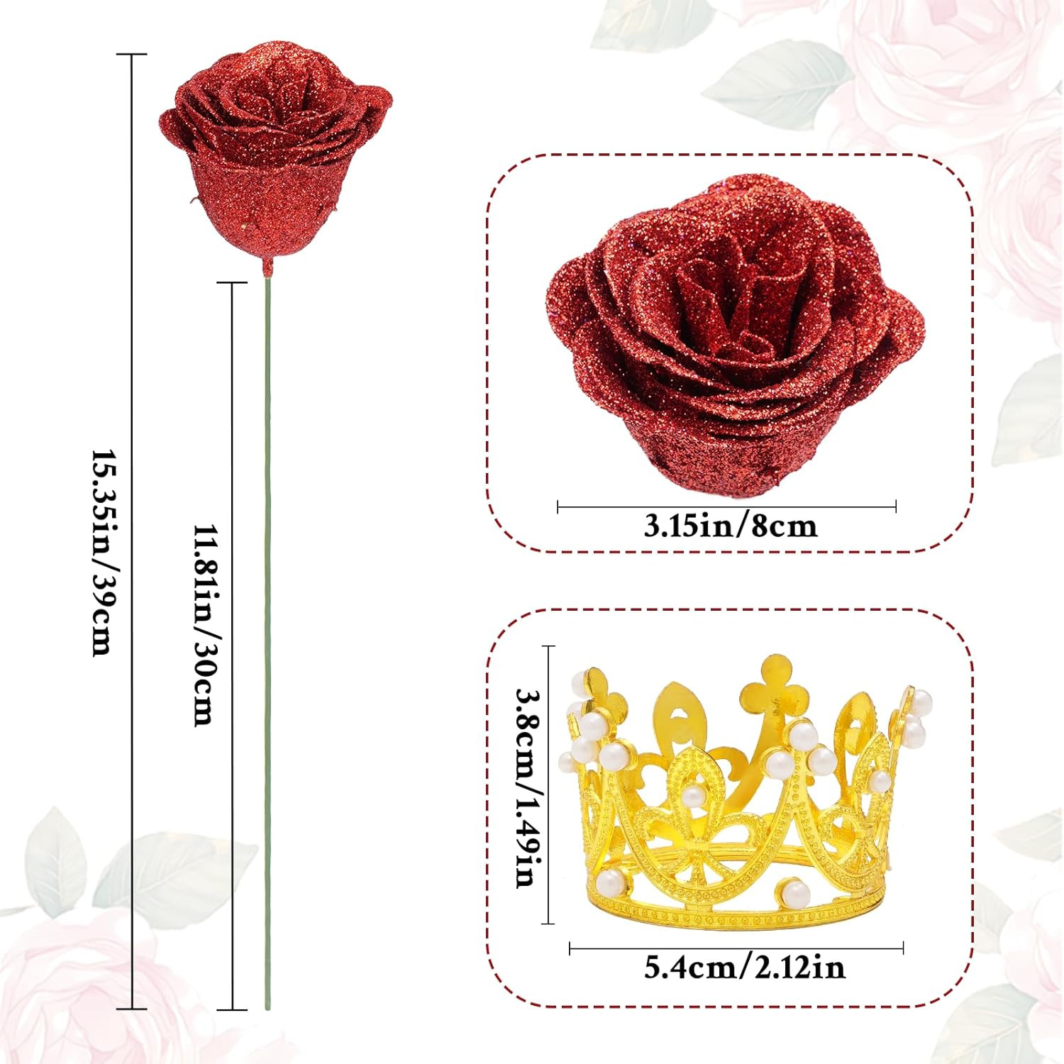 Waipfaru Glitter Roses Bouquet, DIY Fake Flowers Bouquet, Birthday Gifts for Wom