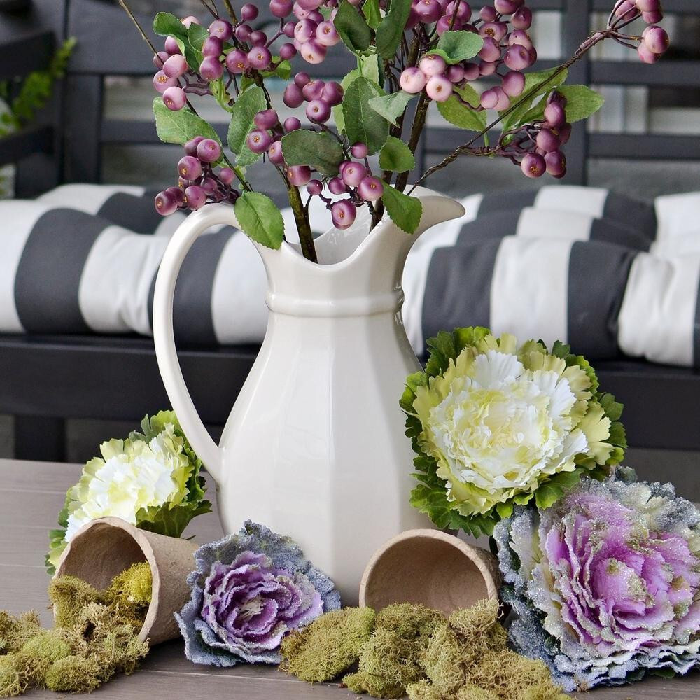 Set of 2 Artificial Lavender Berry Cluster and Leaf 27″ Sprays
