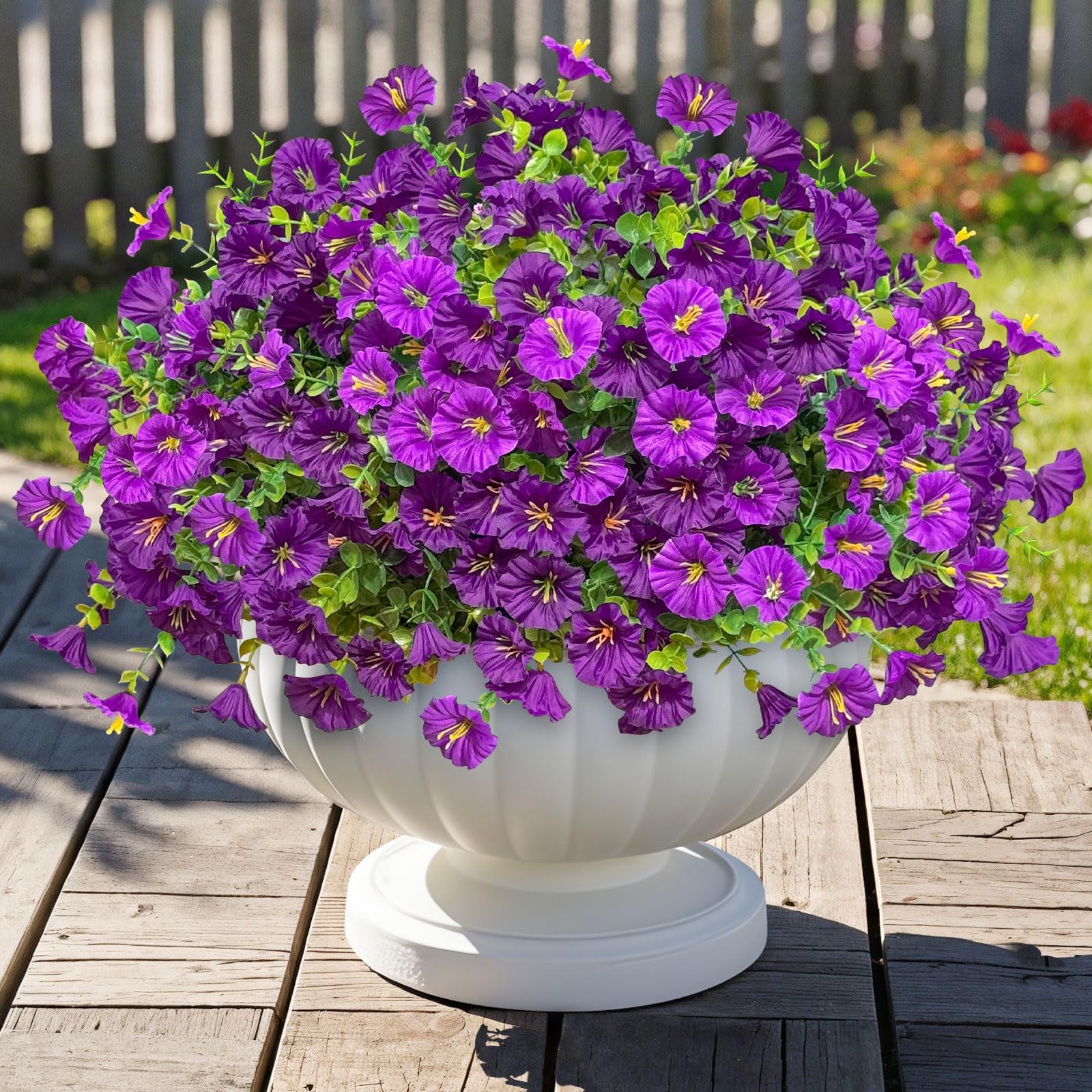 10 Bundles Artificial Faux Flowers Plants for Outdoors Decor-Purple