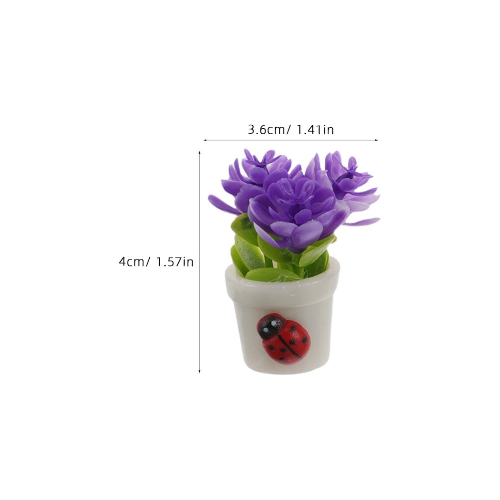 8Pcs Mini Resin Potted Flower Ornaments Assorted Color for Car Use