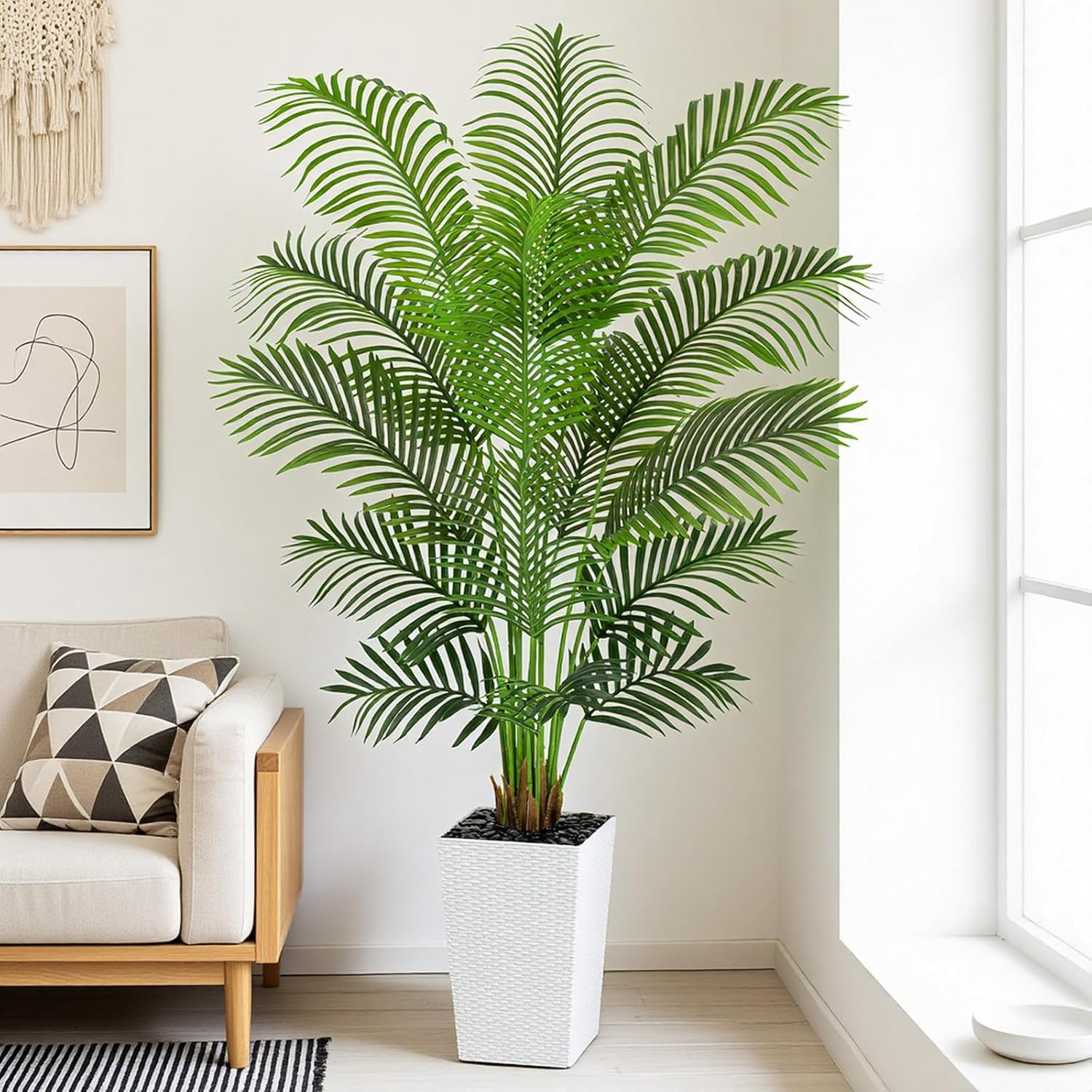 6Ft Artificial Palm Tree in White Planter – Indoor Tropical Decor