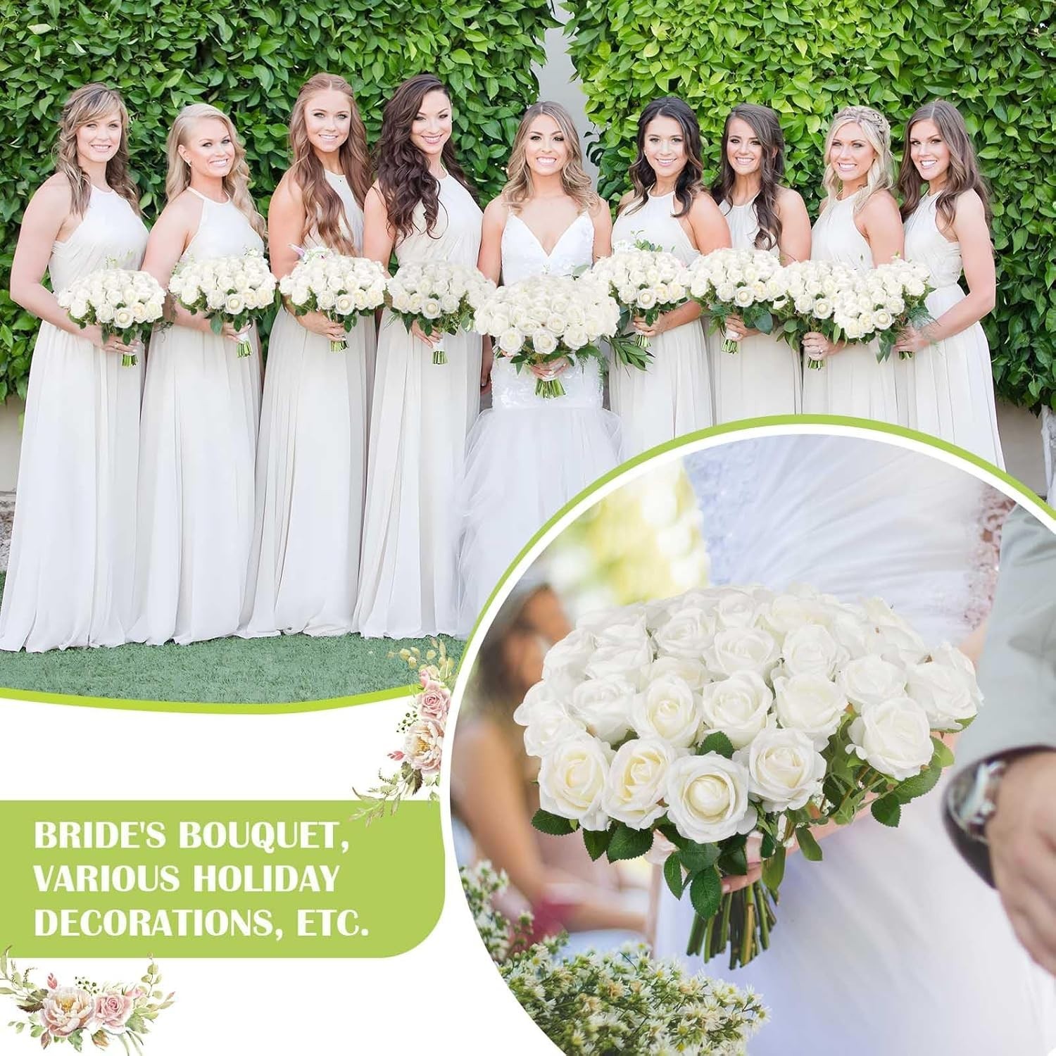 60 Pcs Velvet Silk White Roses – Perfect for Wedding Centerpieces & Home Decor