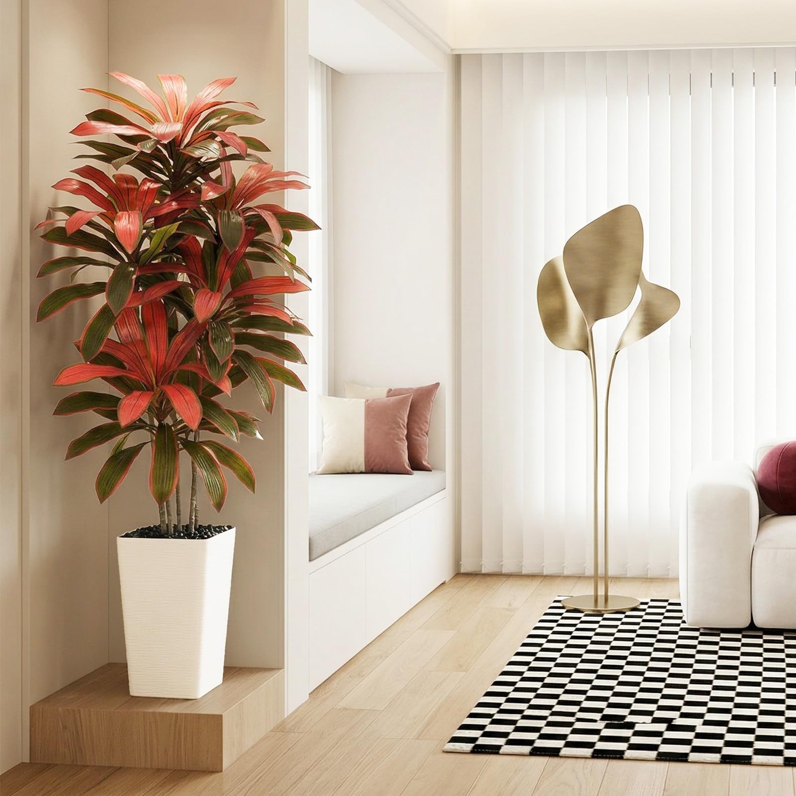 Artificial Dracaena Tree：6FT Faux Silk Tropical Yucca Floor Trees Realistic F…