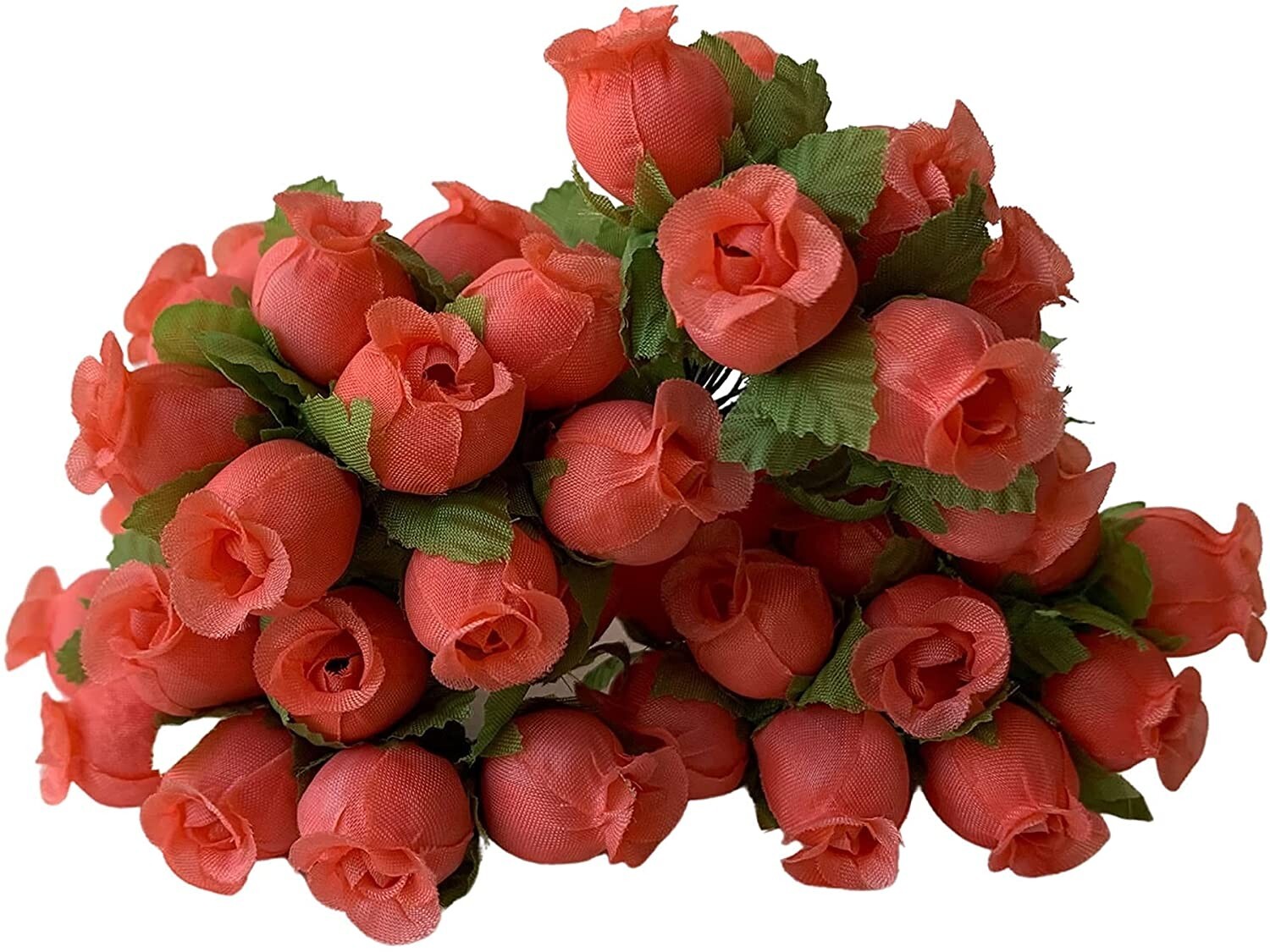 Coral Artificial Silk Flower Roses – 12 Mini Bouquets of 12 Rosebuds, 144 Total