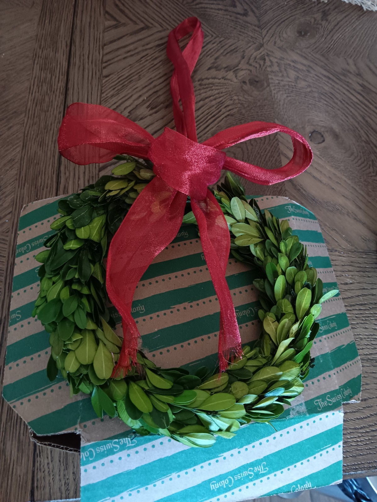 Preserved Boxwood Wreath 7″ Swiss Colony Box RARE