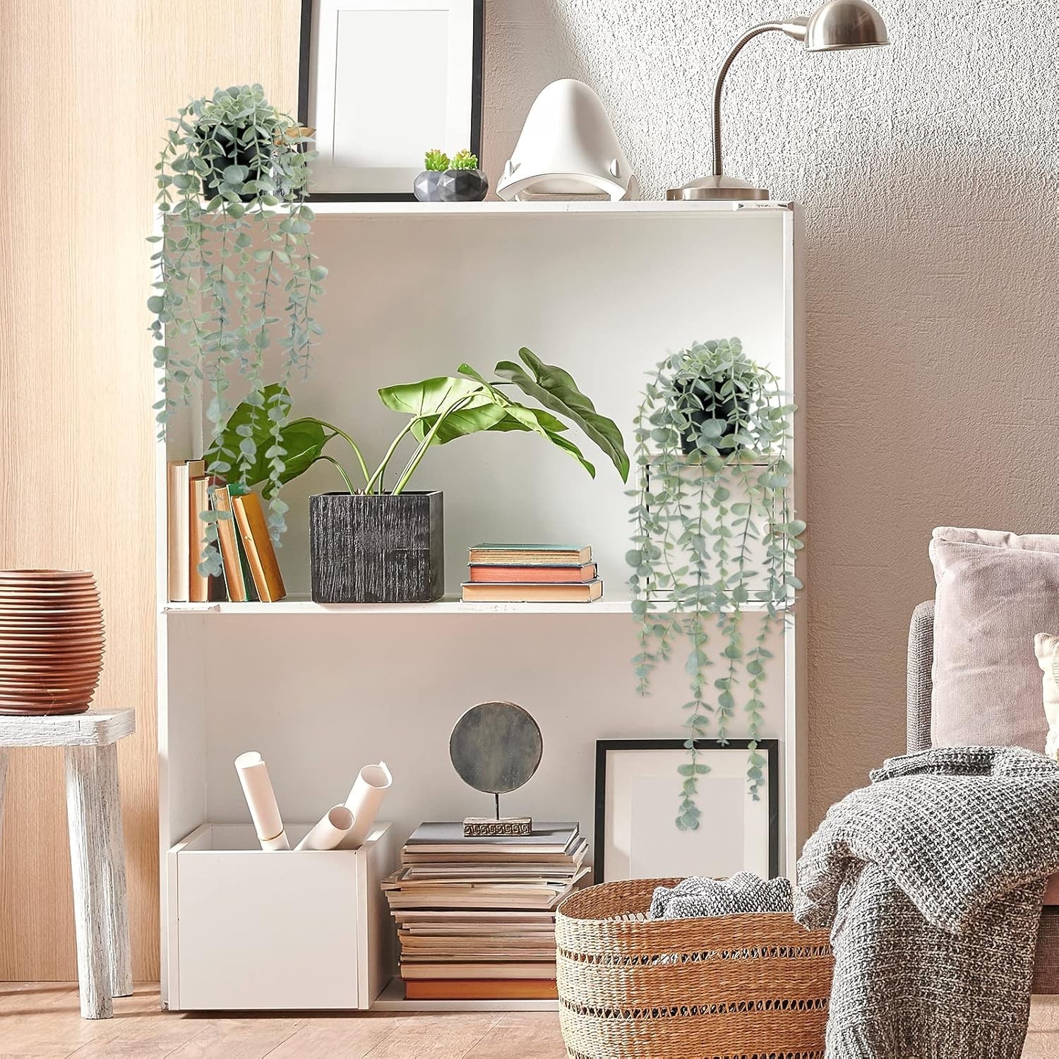 Versatile 2 Pcs Eucalyptus Hanging Plants – Durable Plastic for Any Room