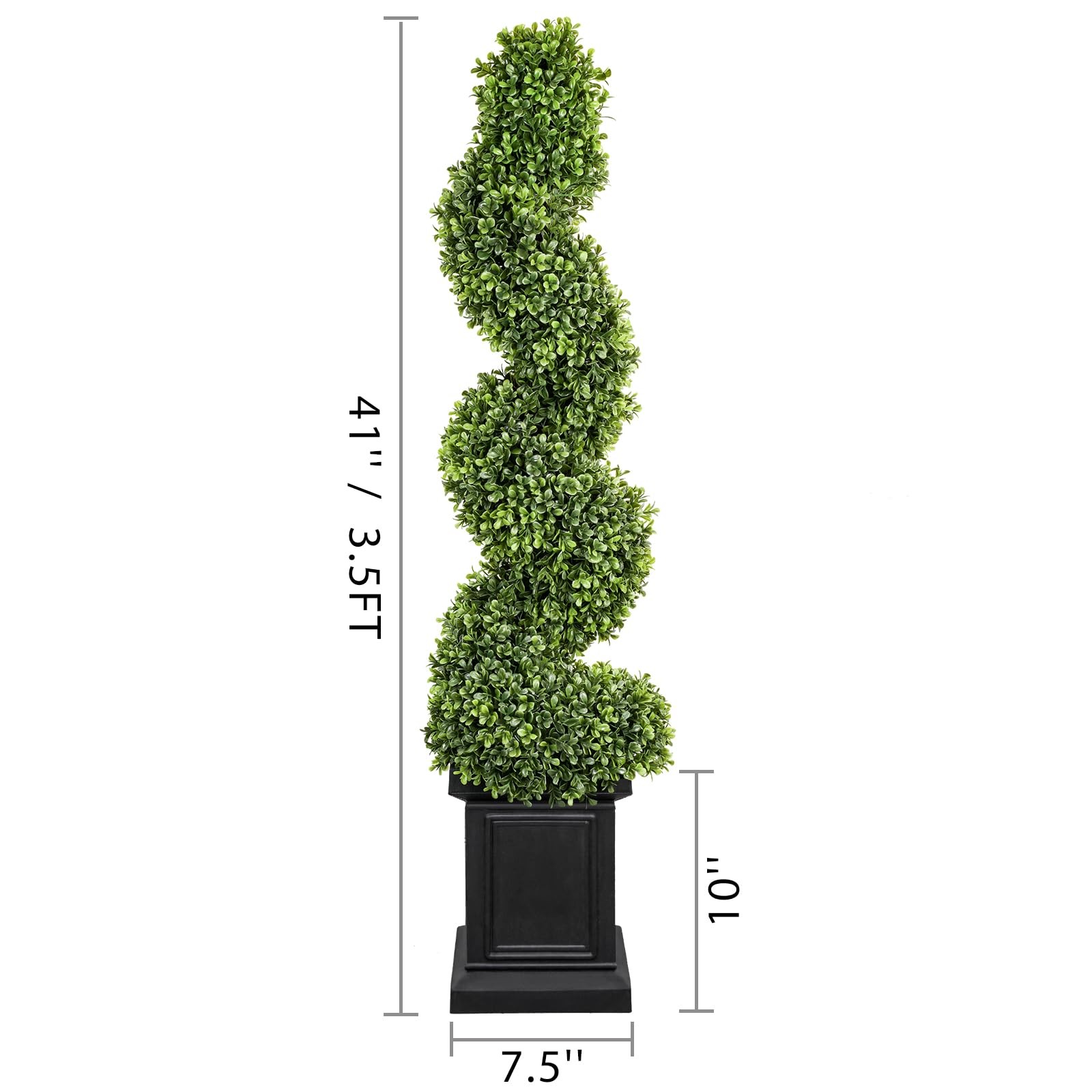 Boxwood Outdoor Topiary Set of 2, 3.5ft Tall Porch Trees, All-Year Green Fake…