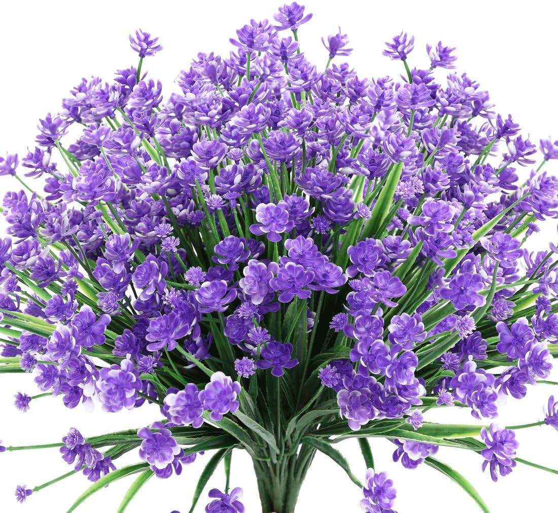 10PCS Artificial Flowers,Fake Greenery Faux Plastic Bushes Fake Shrubs UV Res…