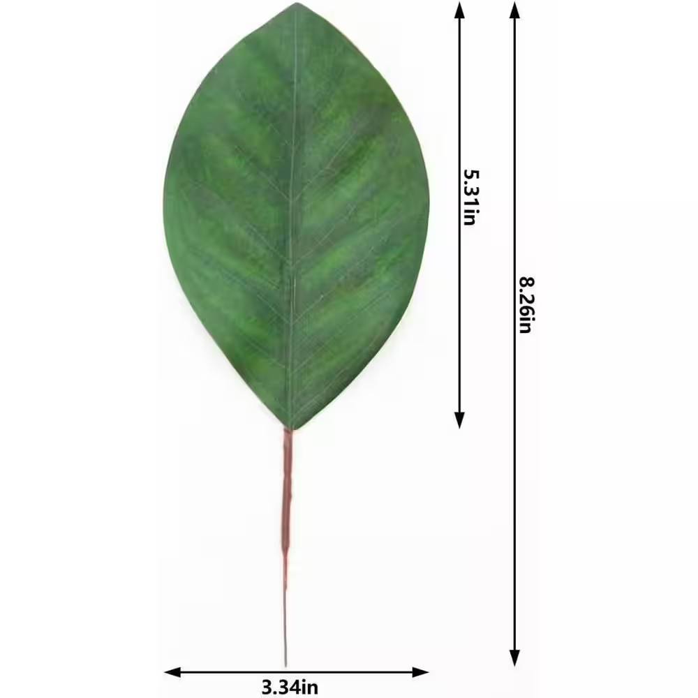 40 In. Artificial Green Magnolia Leaves Indoor Outdoor Decorative Plant for Wedd
