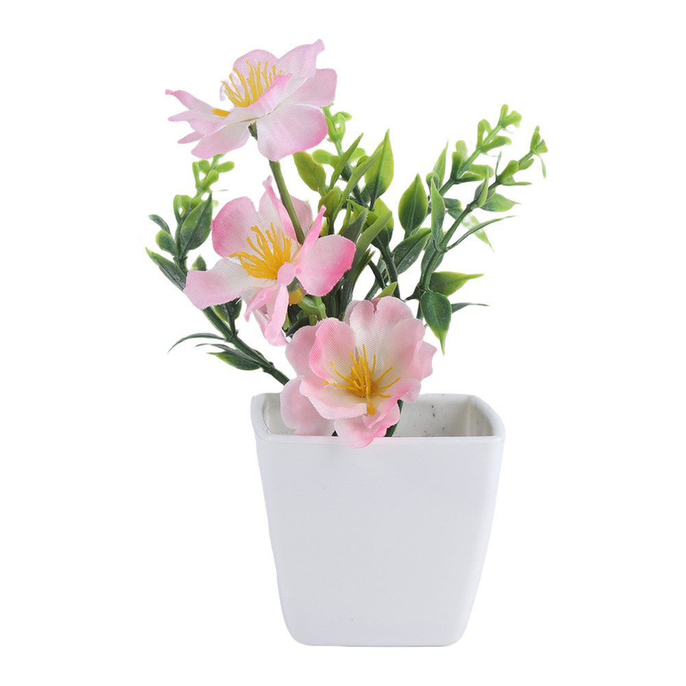 Potted Fake Featuring Peach Blossoms for Indoor Table Shelf Decor Pink