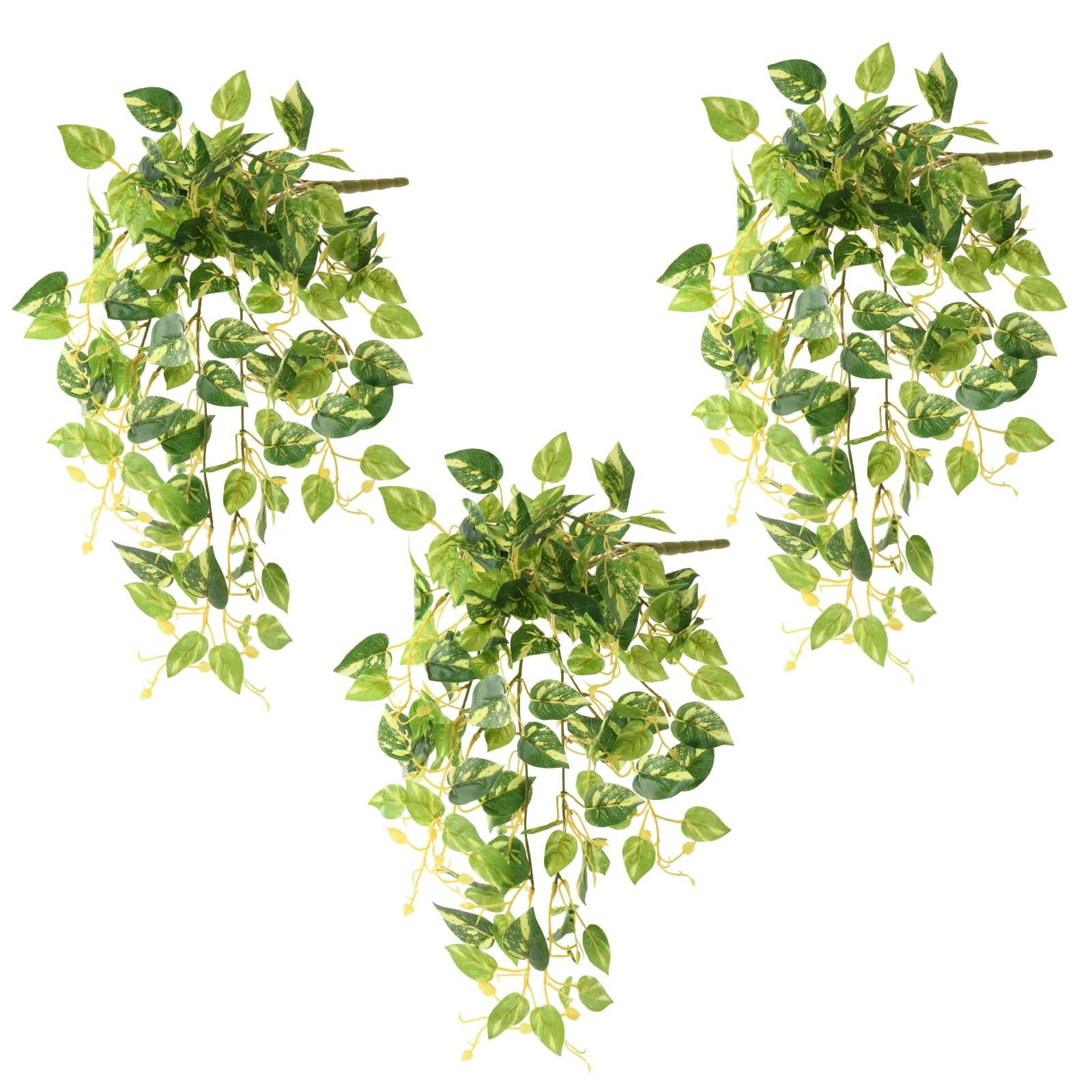 Artificial Fake Hanging Plants Philodendro for Outdoors Spring Decoration, 3P…