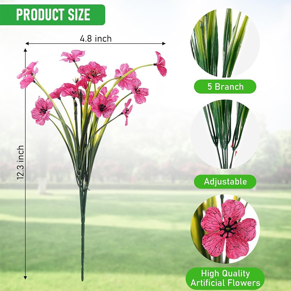 24 Bundles Artificial Flowers for Outdoors Decoration, UV Resistant Mixed Color
