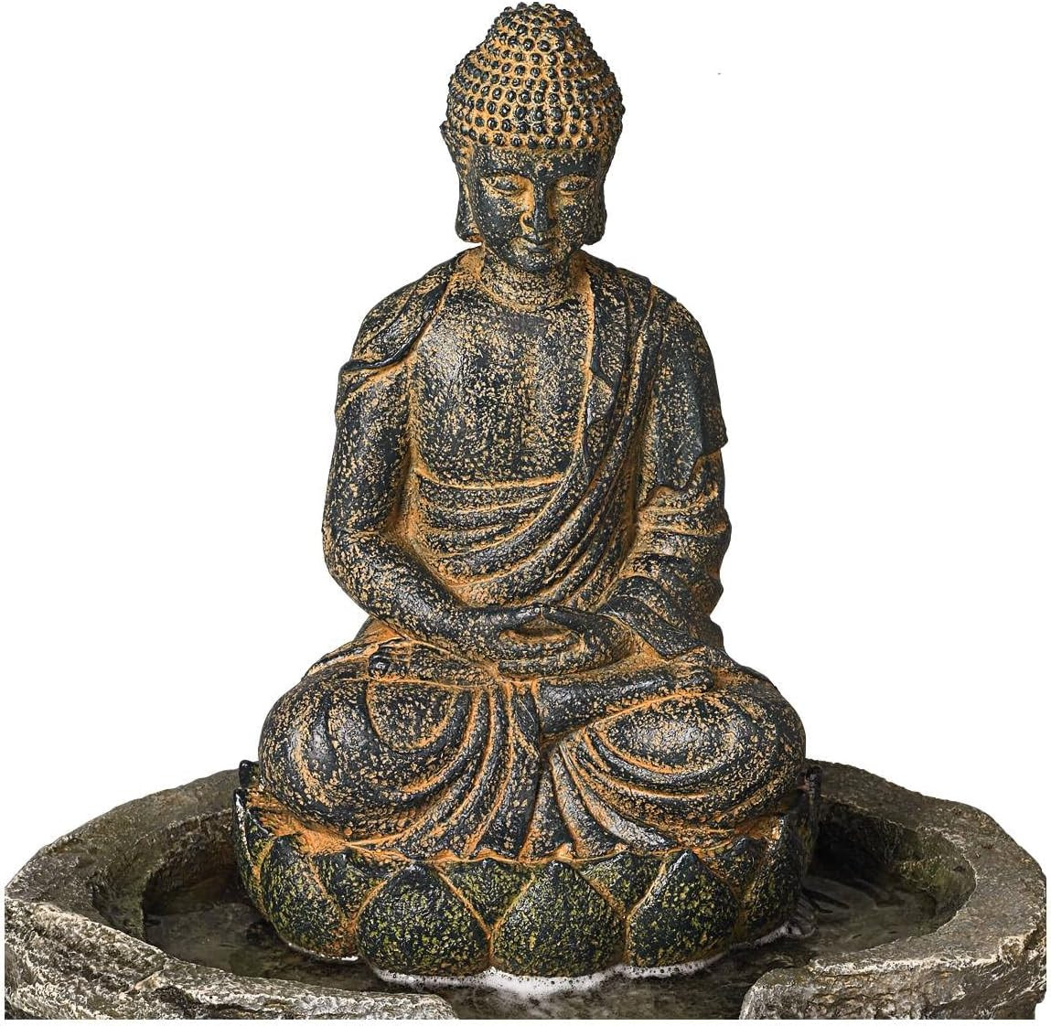 Sitting Buddha 21″ High Large Zen Asian Indoor Outdoor Decor Faux Stone Floor Fo