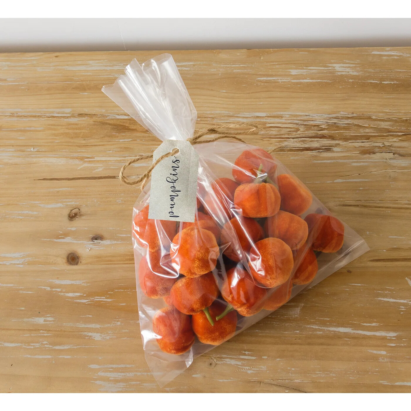 New Halloween Fall BAG of 48 MINIATURE VELVEt PUMPKINS Mini Orange Bowl Fillers