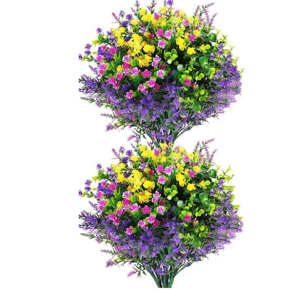 Artificial Flowers Outdoor Ornaments, 12-Pack Multiple Color