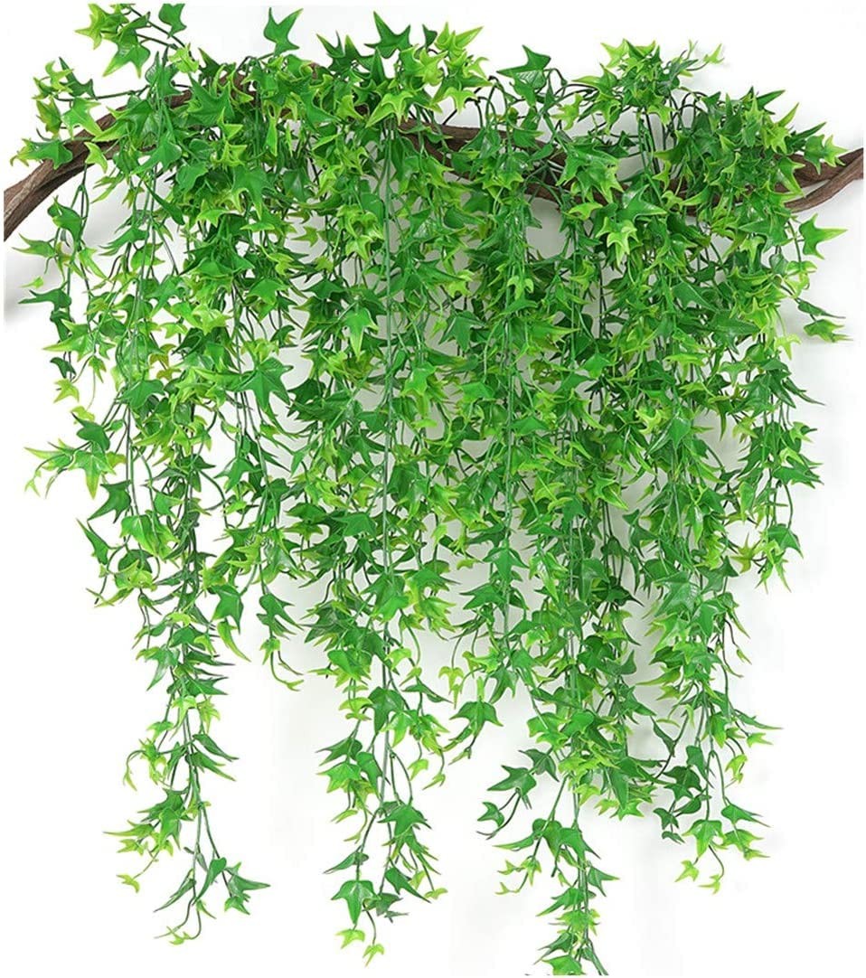 Artificial Hanging Vines, Fake Vine Plastic Plants Sweet Potato Leaves Ivy UV…