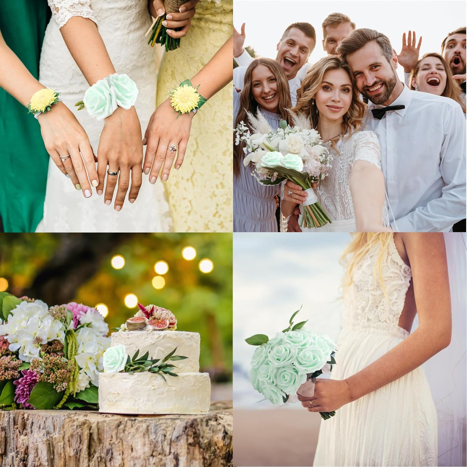 100Pcs Realistic Light Green Roses for DIY Weddings & Home Decor