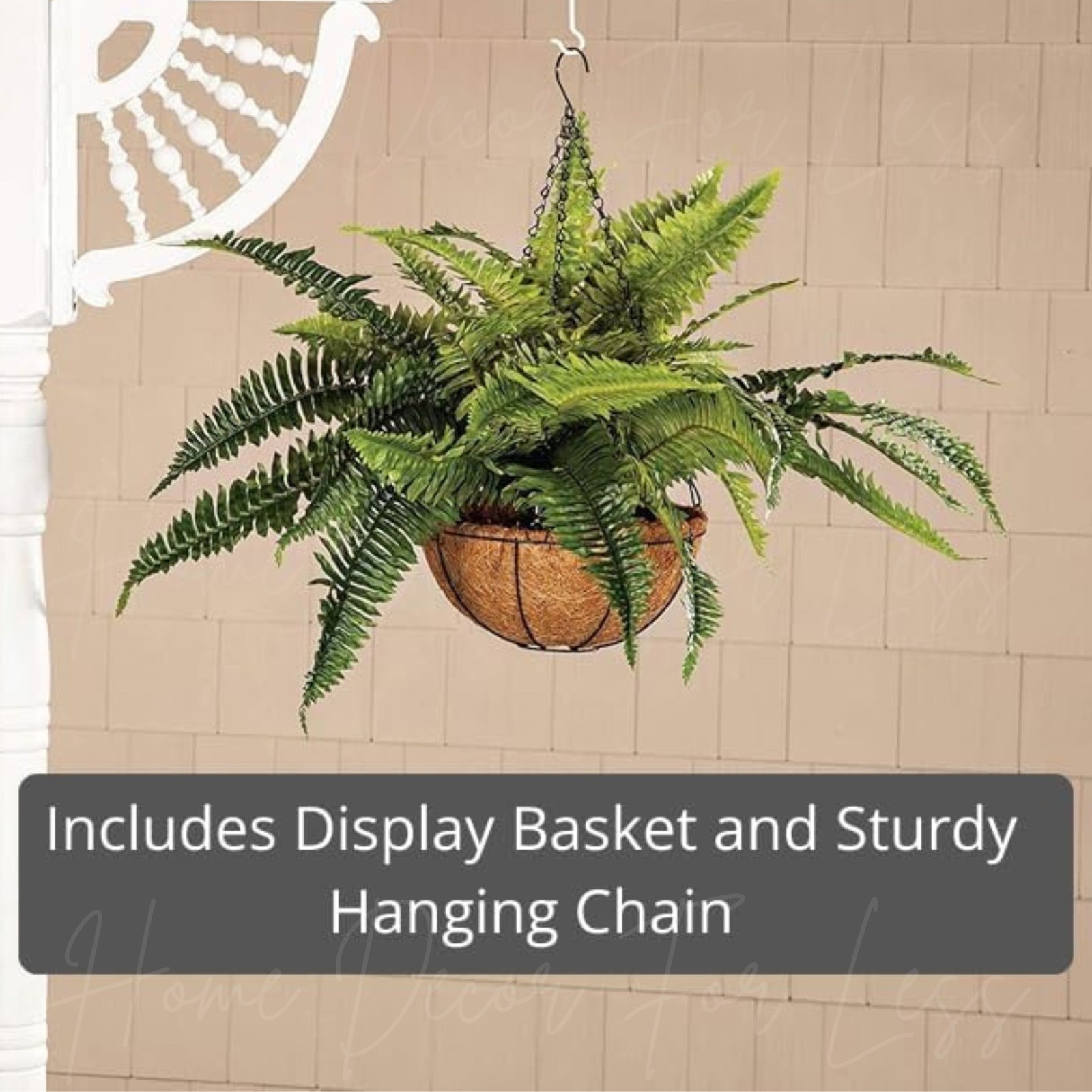 Large Artificial Boston Fern Hanging Basket Indoor Outdoor Patio Garden Decor