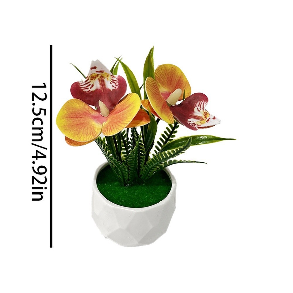 Miniature Orchid Fake Plant with Natural Look for Living Room Bedroom Decor