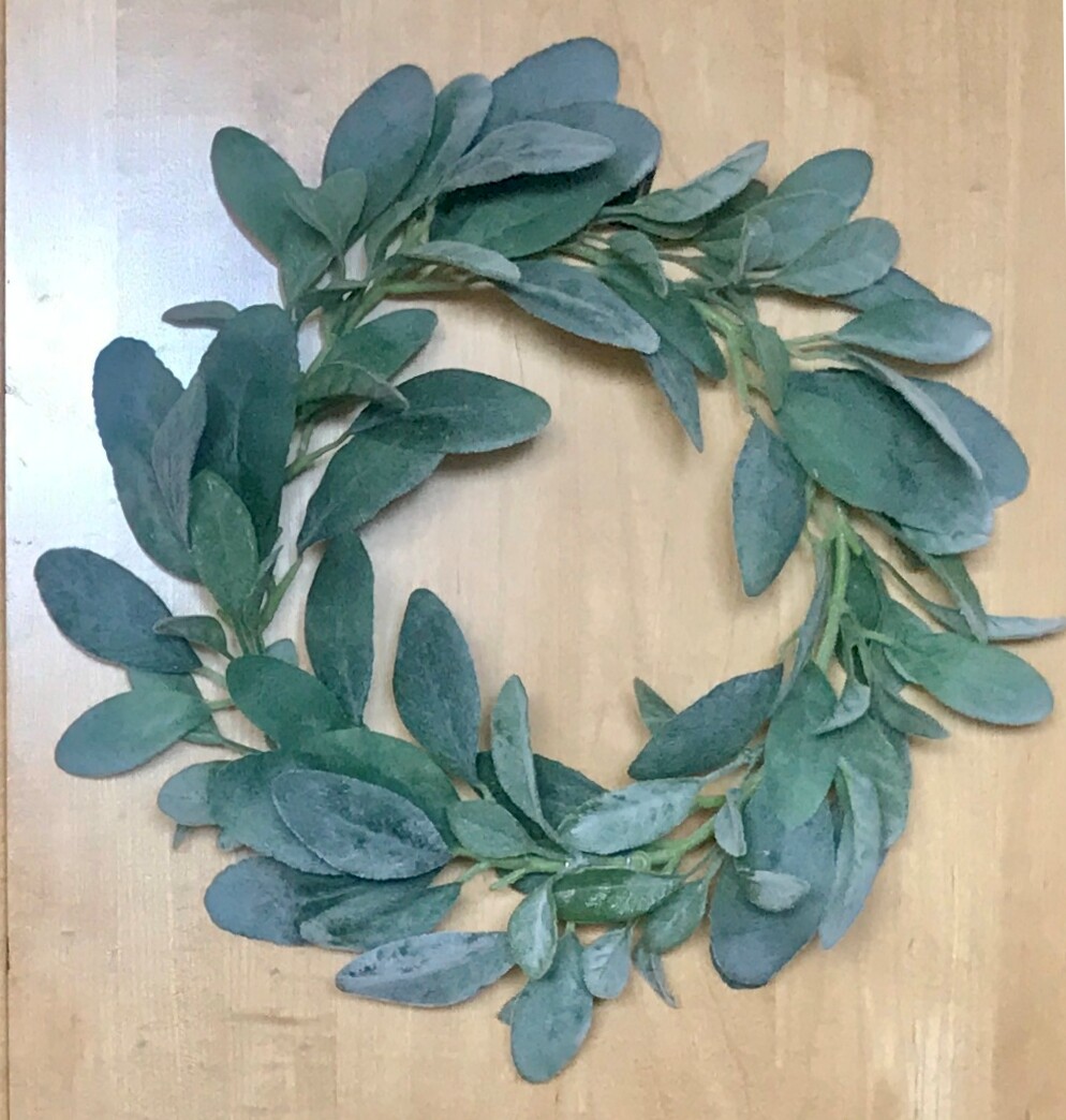 Lambs Ear 13” Farmhouse Artificial Fake Wreath – Wedding Spring Kitchen Cabinet