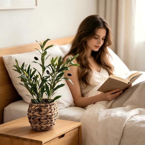 Indoor Fake Plants 17.7 inches Tall Lifelike Artificial Plants with Cyan Olive