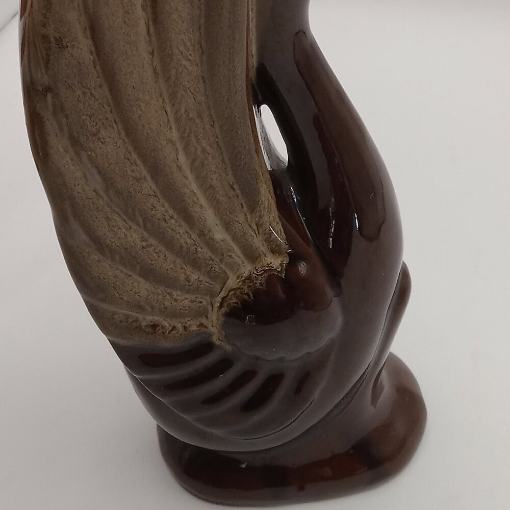 SWAN Brown Long Neck Bird and Console BOWL MCM Vintage REDWARE Japan