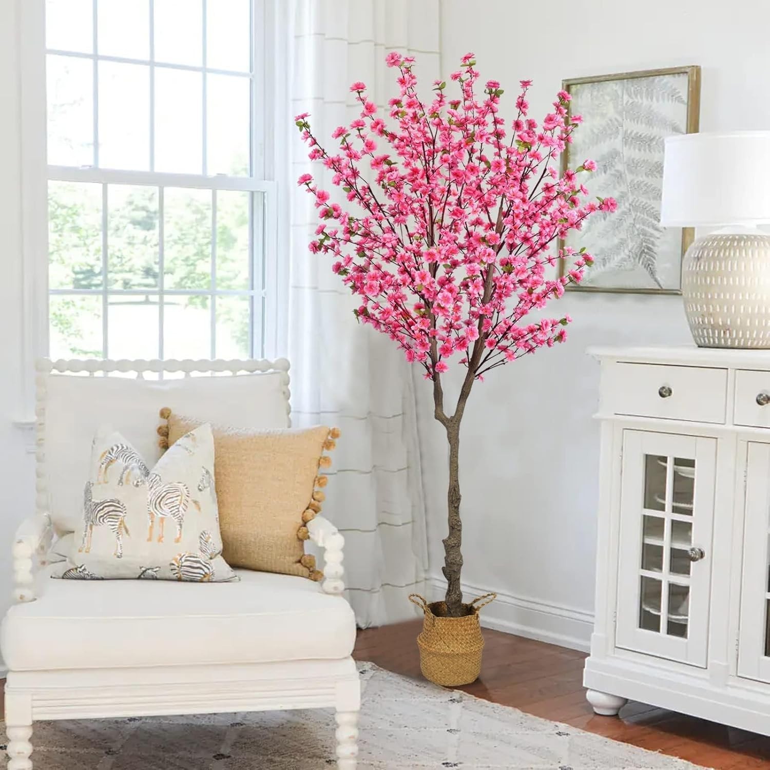 6.5ft Artificial Cherry Blossom Tree with 32 Branches, Pink Silk Flowers for …