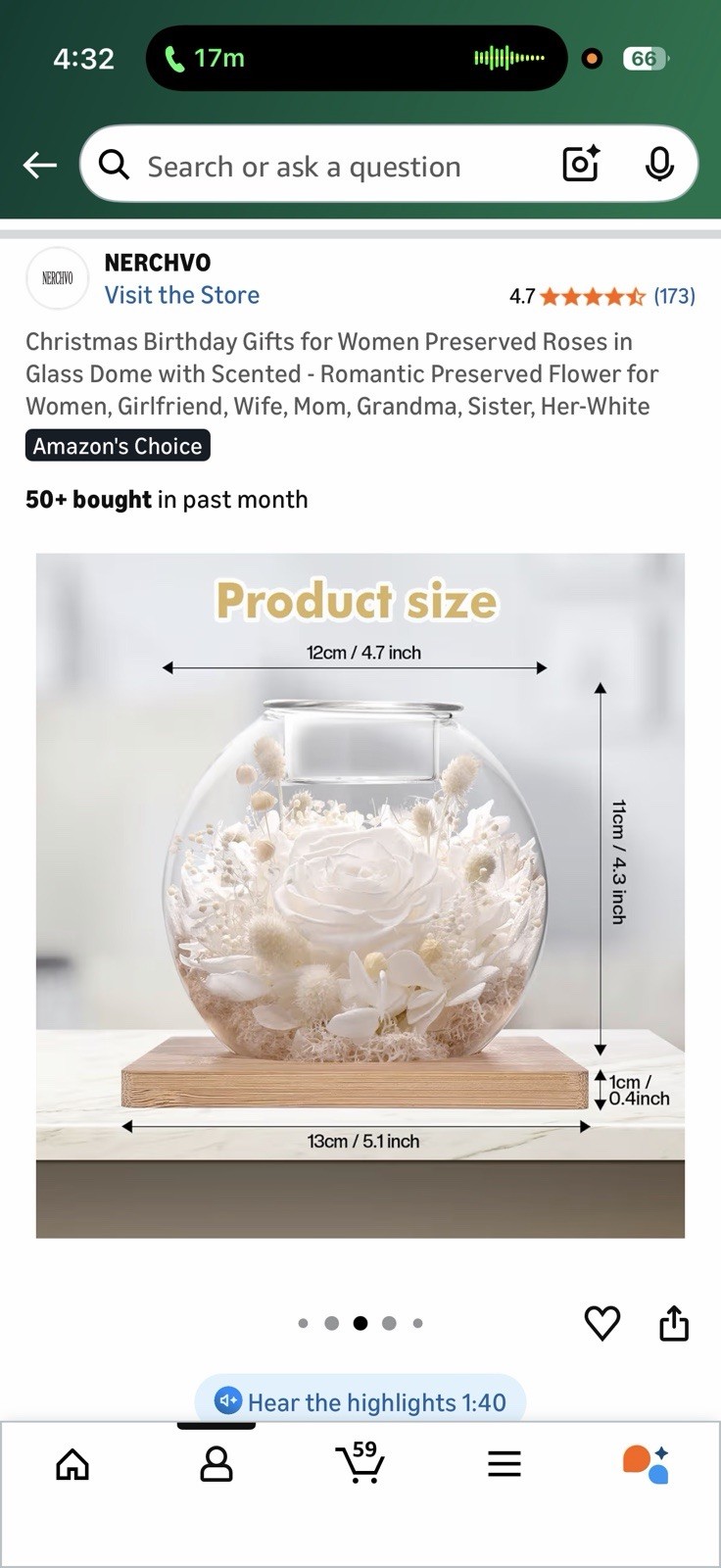 Preserved Roses in Glass Dome with Scented – Romantic Preserved Flower for Women