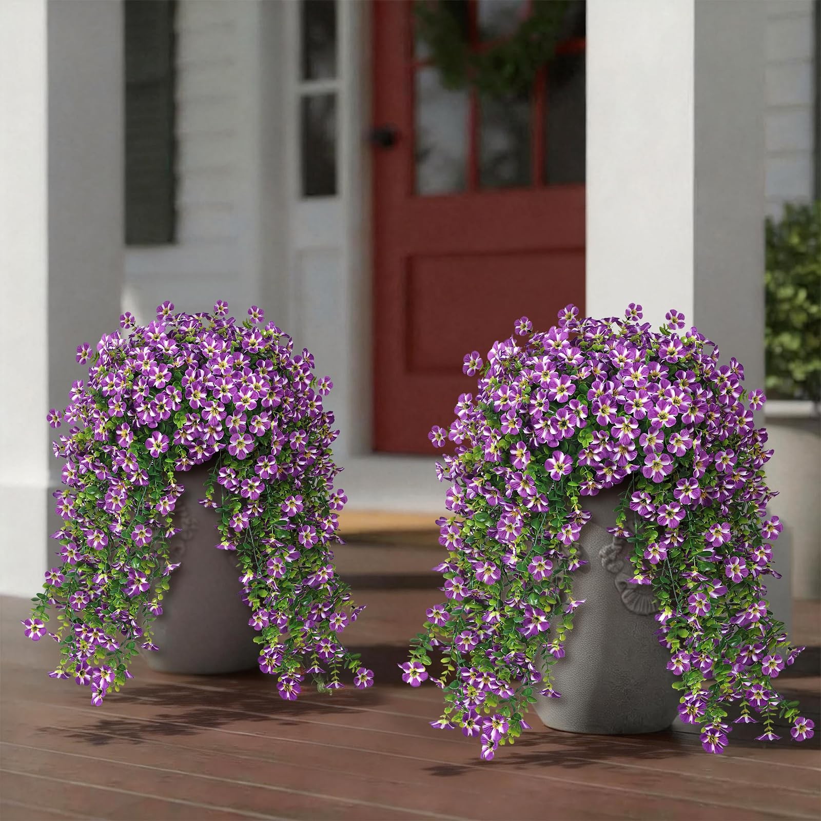 4 Bundles Artificial Hanging Morning Glory Flowers for Outdoor, Realistic Han…