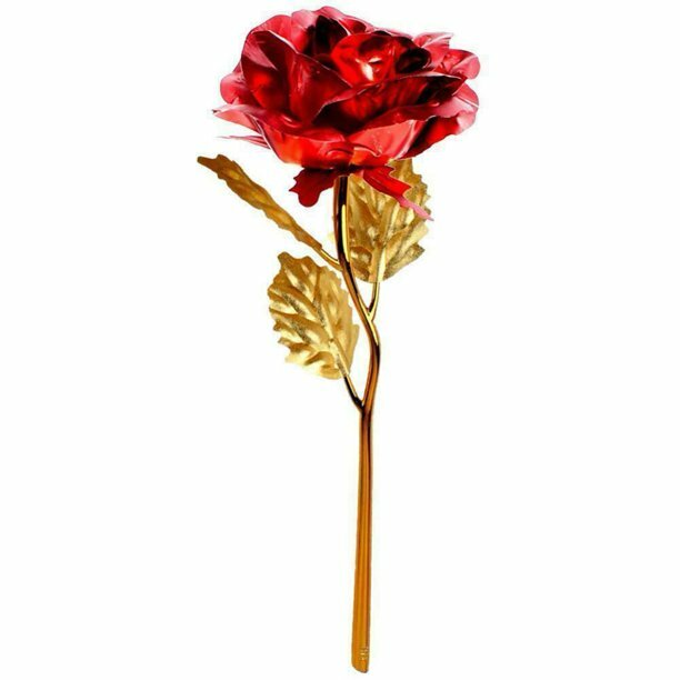 Eternal Rose Flower 24 K Gold Plated Enchanted Galaxy Rose LED Light Rose 4 Pack