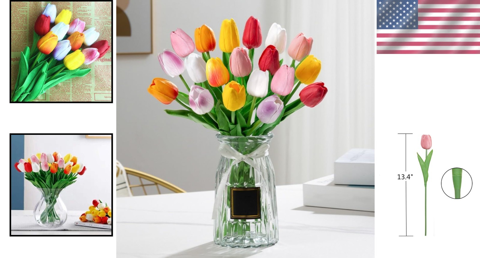 Realistic Touch Colorful Tulips: 12 Beautiful Fake Flowers for All Occasions