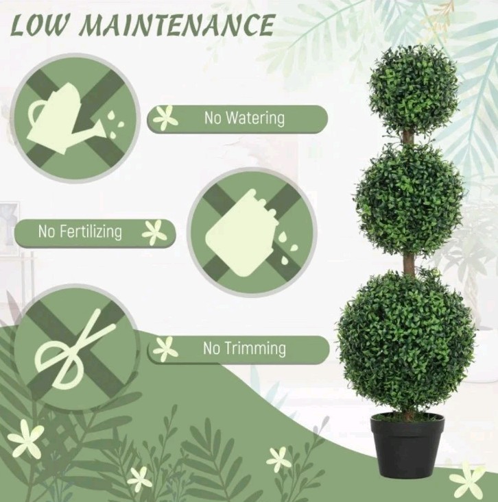 2 Pcs Artificial Ball Boxwood Topiary Plant Fake Plant In Pots Indoor Outdoor