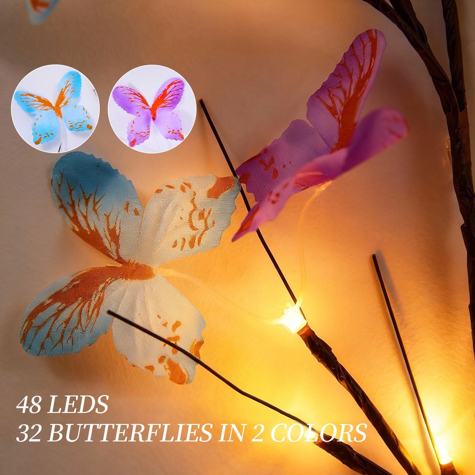XINXIANLIAN Willow Vine Light with Butterfly 48LED 5.9FT Enchanted Wall Decor…