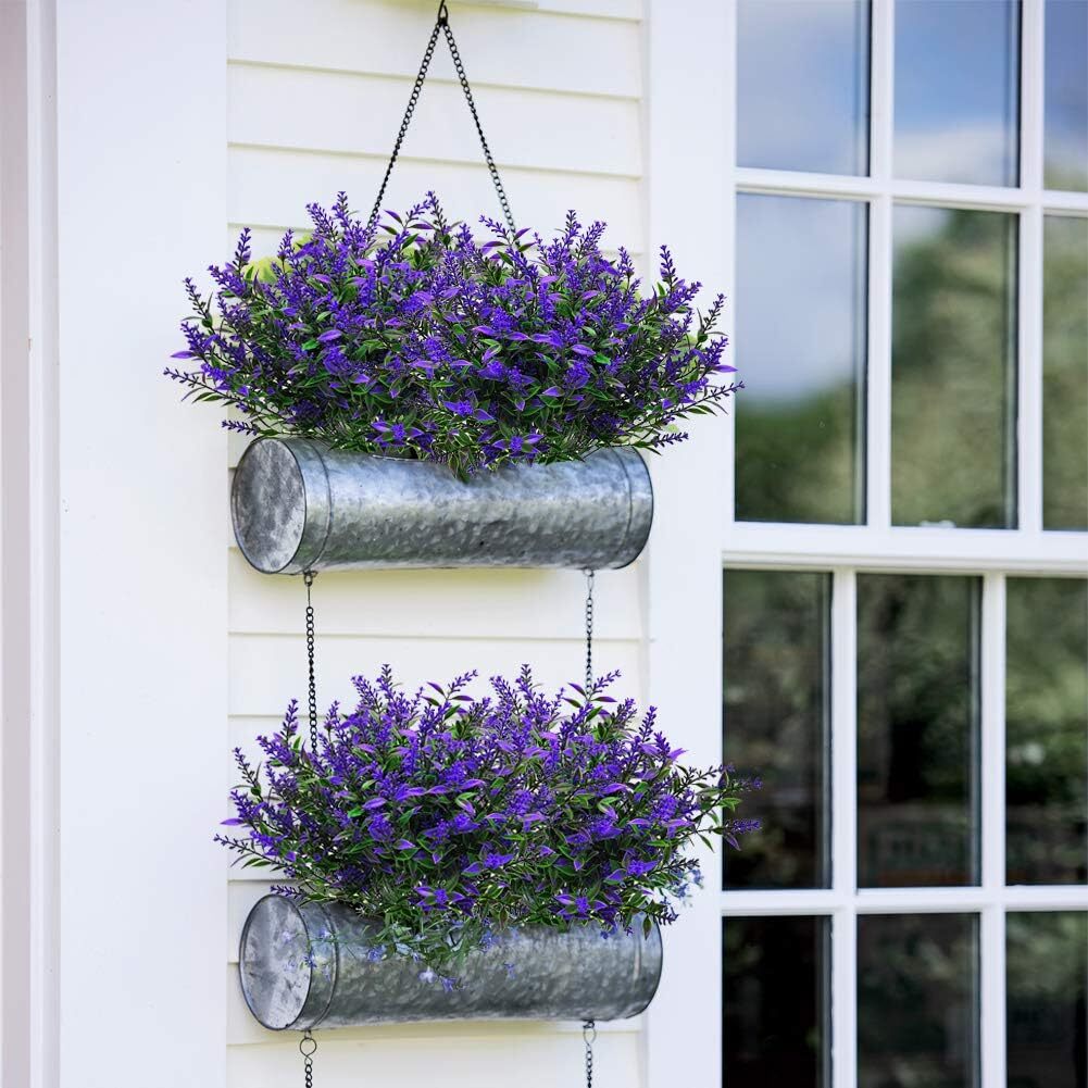 8 Bundles Artificial Flowers UV Resistant Fake Plants Outdoor Home Garden Decor