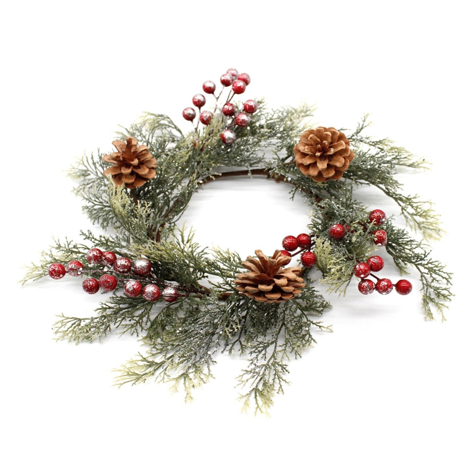 Holiday Cedar Candle Ring / Wreath 4″ Inner Diameter Christmas Winter